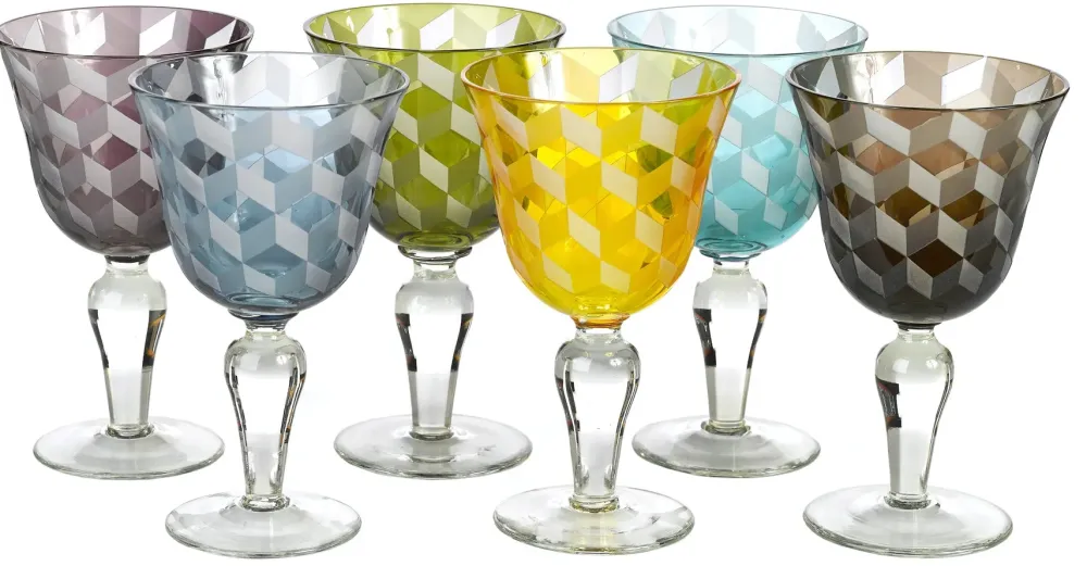 POLSPOTTEN Wijnglas Blocks Multi (Set van 6) Sale