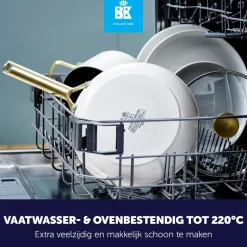 Wokpan BK Sublime Cream White Met Keramische Antikleeflaag 28 cm