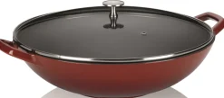 Wokpan Kela Calido met Glazen Deksel Rood 4L