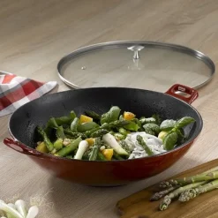 Wokpan Kela Calido met Glazen Deksel Rood 4L