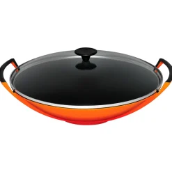 Le Creuset Wokpan Met Glazen Deksel Oranjerood 36 cm