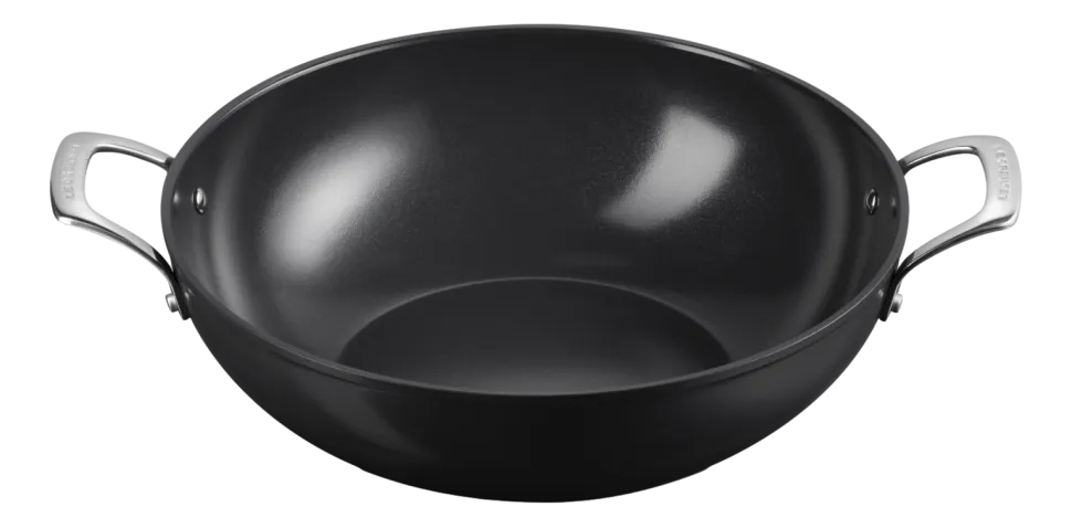 Wokpan Le Creuset Met Hulphandvatten Zwart 32 cm