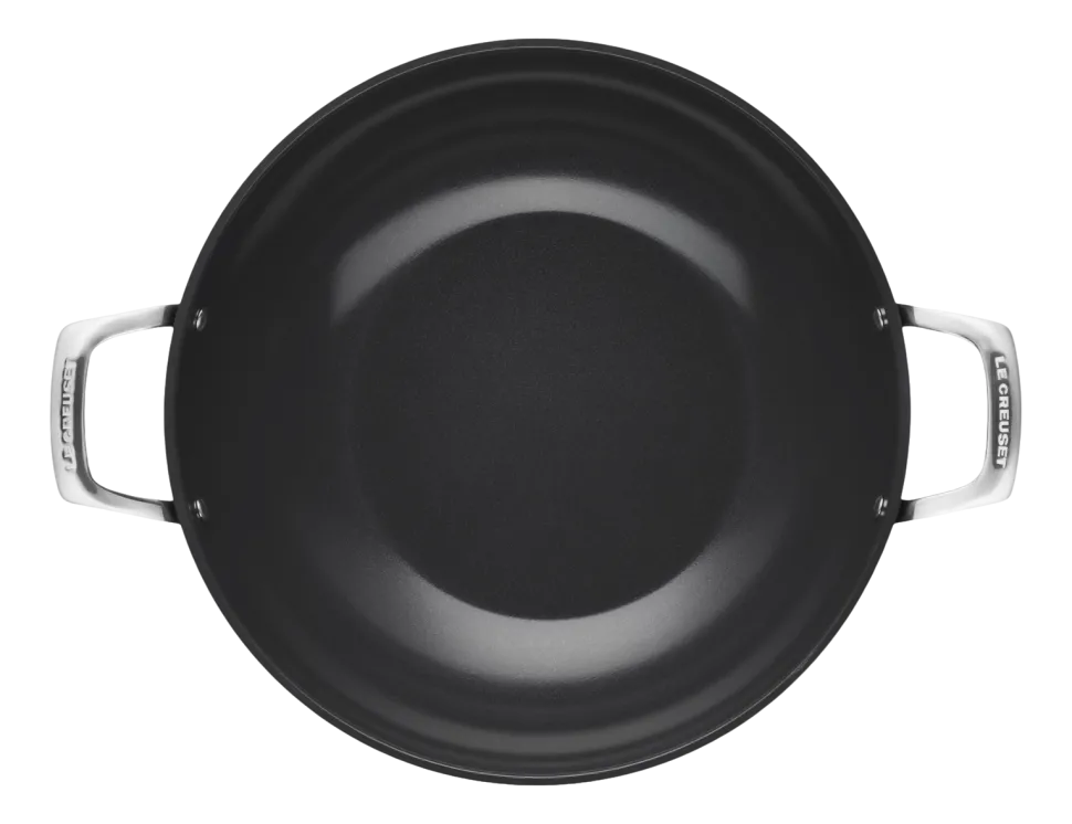 Wokpan Le Creuset Met Hulphandvatten Zwart 32 cm
