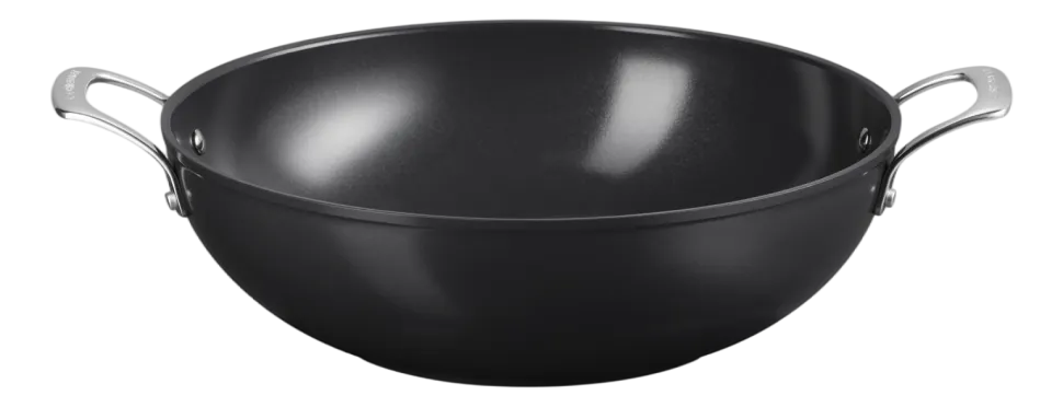 Wokpan Le Creuset Met Hulphandvatten Zwart 32 cm
