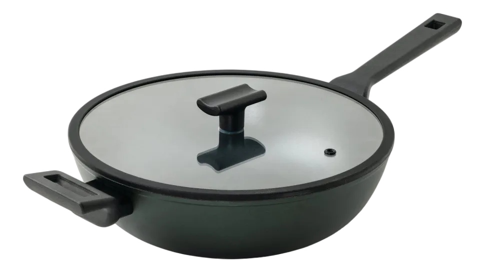 Wokpan Sambonet Titan Pro Green Double Induction1 Handle 30 cm