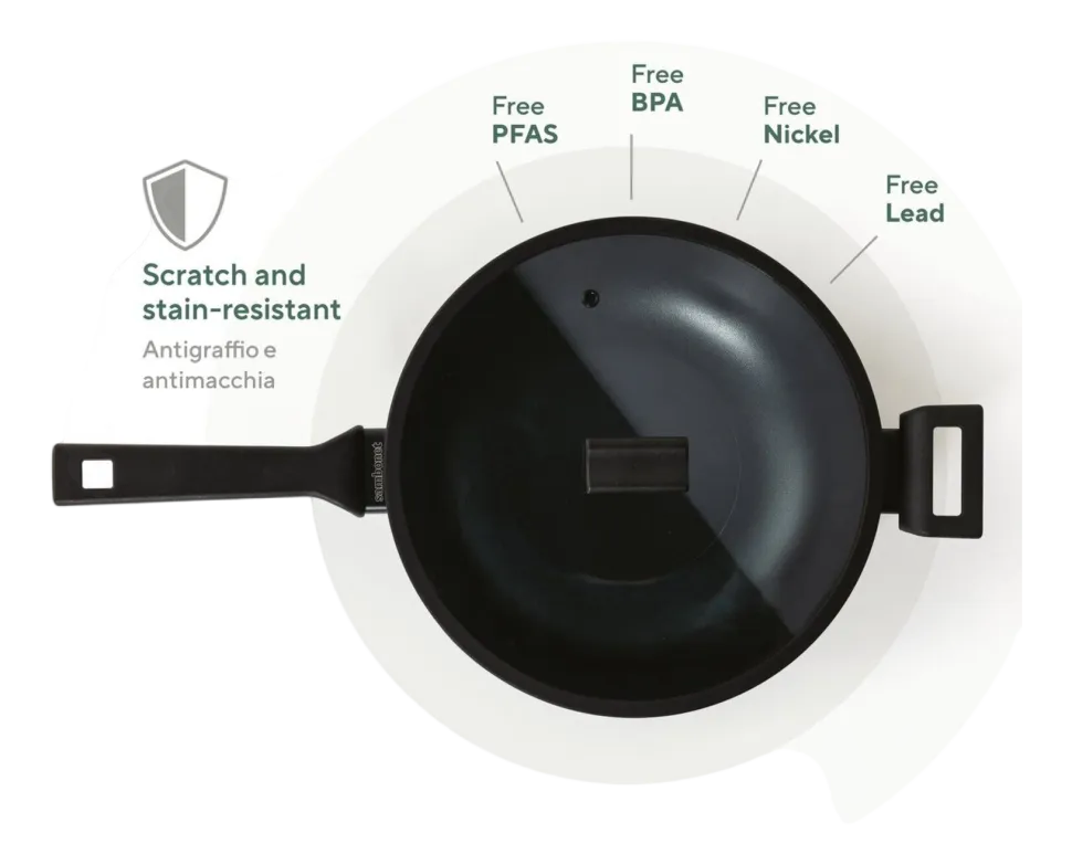 Wokpan Sambonet Titan Pro Green Double Induction1 Handle 30 cm