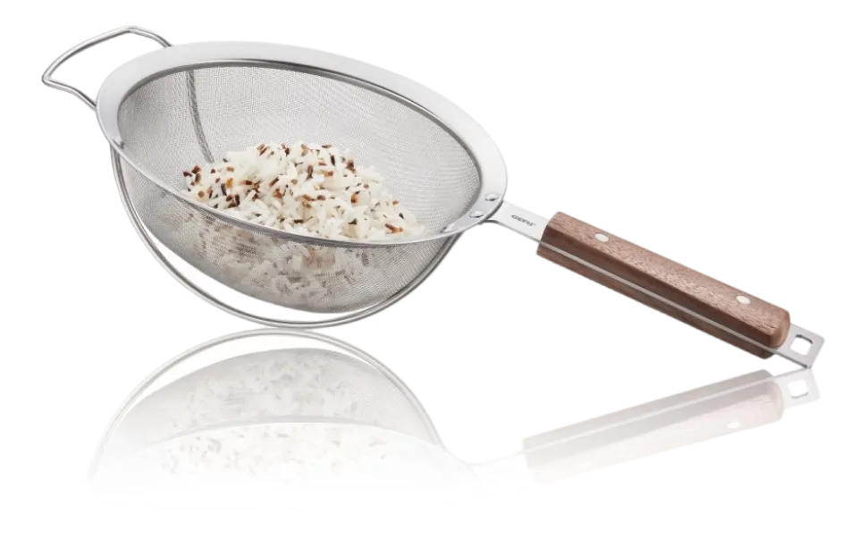 Zeef Met Houten Greep Gefu Passo Zilver 20 cm