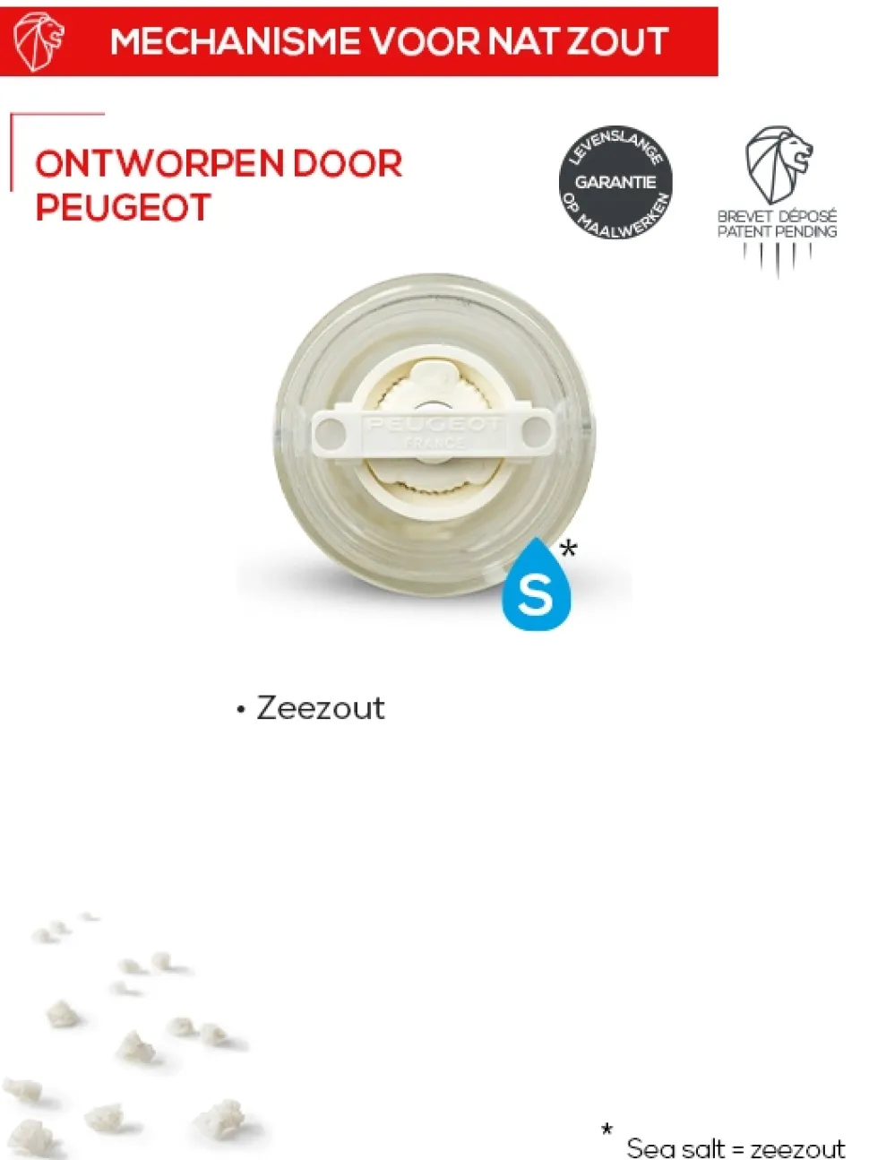 Zoutmolen Peugeot Nancy Voor Vochtig Zout Acryl 18 cm